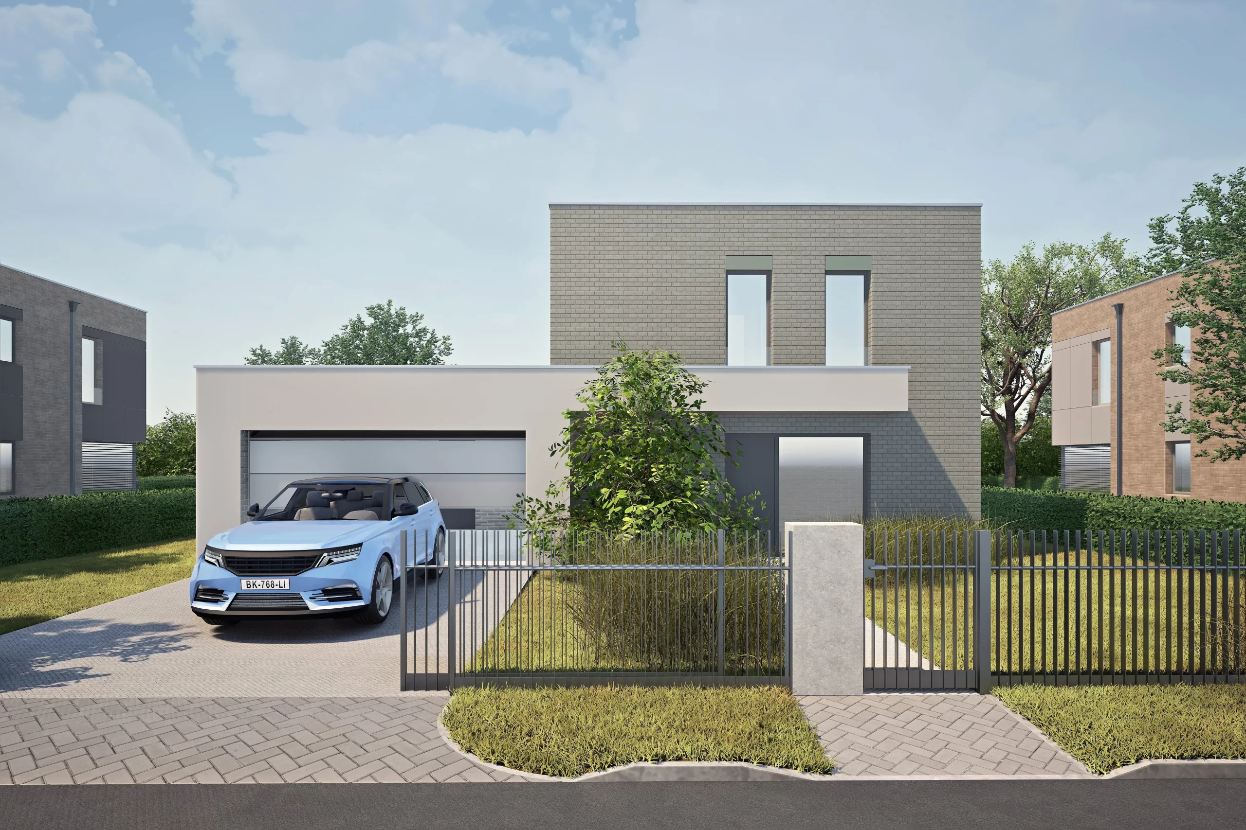 Vizualizace rodinného domu v Rezidenci Zahradní. Developerský projekt nových rodinných domů k prodeji v Líbeznicích.